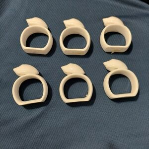 Set of Six Cream Napkin Rings